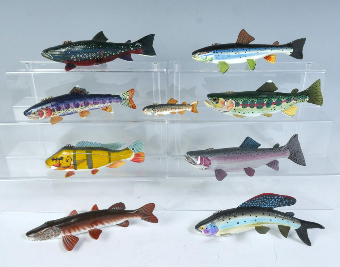 NINE PIECE BENZIEJO MUSKIE FISH DECOY LOT (1 of 3)