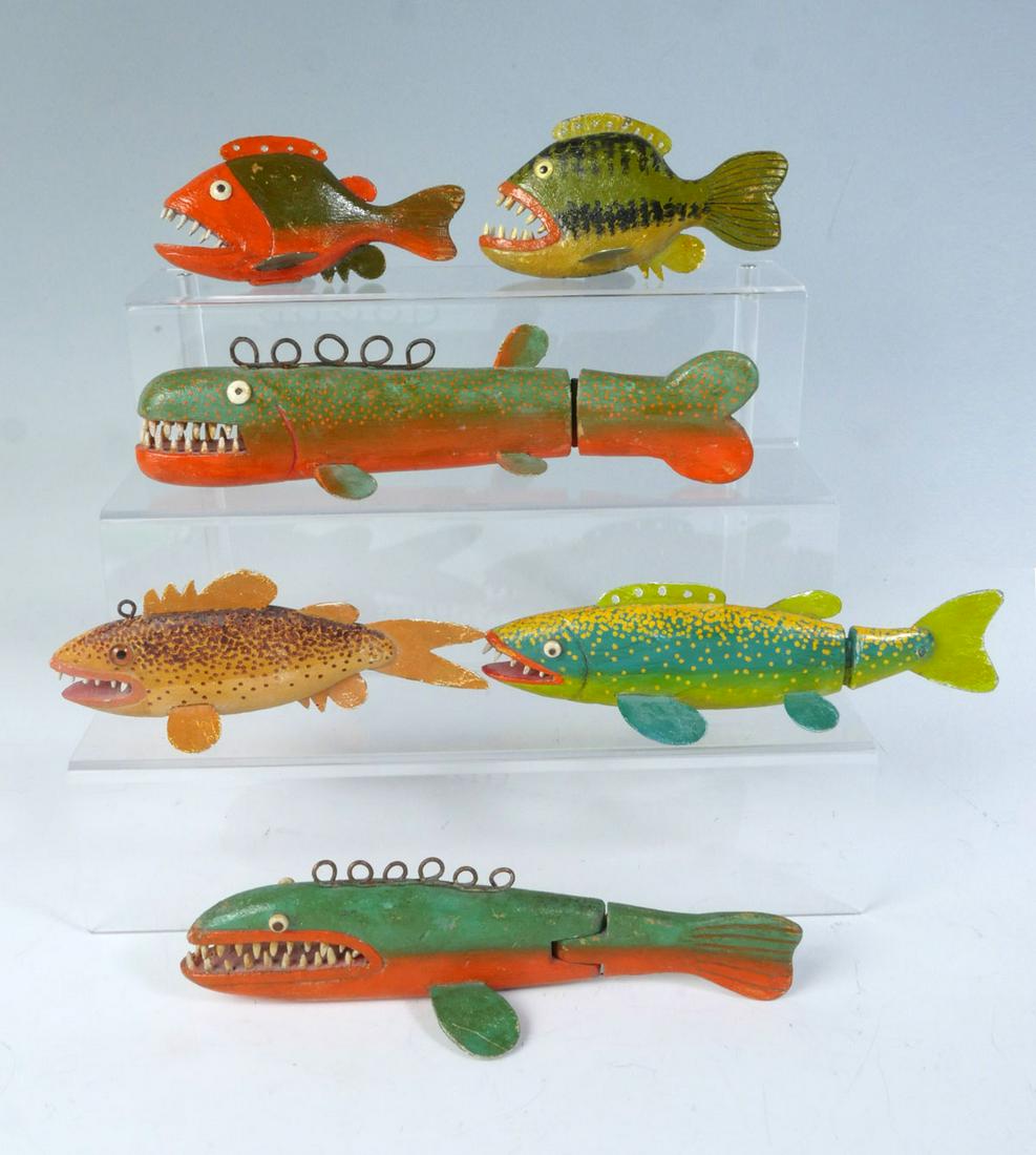 SIX PIECE GORDON SWENARTON CARVED AND PAINTED FISH (1 of 3)