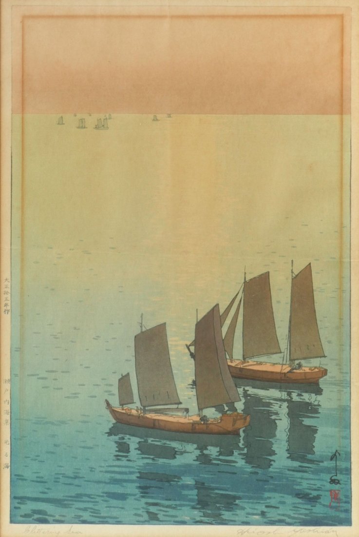HIROSHI YOSHIDA WOODBLOCK PRINT "GLITTERING SEA" (1 of 4)