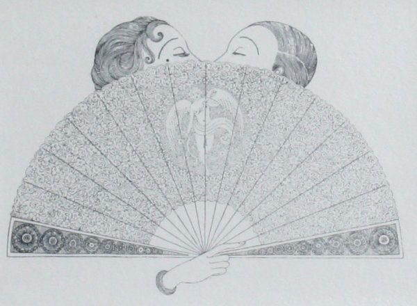 ERTE LOVE'S SCREEN SERIGRAPH: ERTE, (Russian, 1892-1990): "Love's Screen", Serigraph, sight size 8 1/2" x 11", pencil signed, numbered 226/300, contemporary custom frame, 23" x 26".