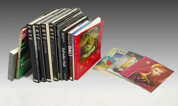 COLLECTION OF 8 ERTE & DALI REFERENCE BOOKS: COLLECTION OF 8 ERTE & DALI REFERENCE BOOKS: Includes 5 books on Erte, 3 on Dali, 1 on the Yunnan School of Chinese painting. Also included is VHS tape by Dyansen Gallery on Erte gouache and 1994 Time