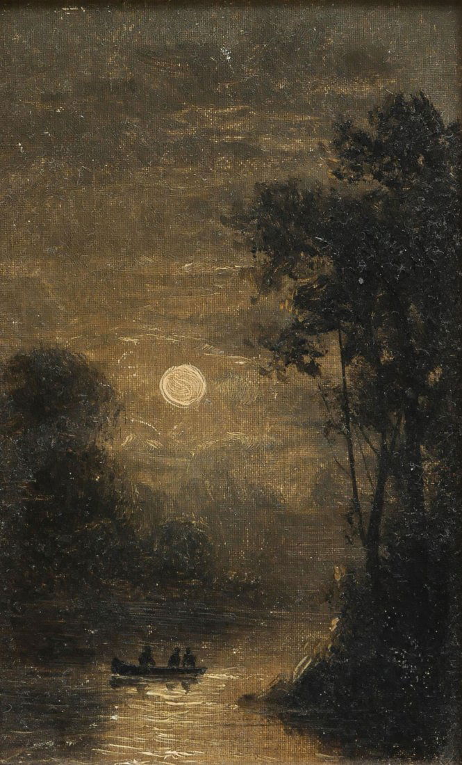 WALTER SIES SUNSHINE AND SHADOW PAINTING: SIES, Walter, (American, 19th Century): Sunshine and Shadow, Oil/Canvas on Board, sight size 7.5'' x 4.25'', label affixed verso entitles the holder to the large 38x60 oil painting at the show in Terr