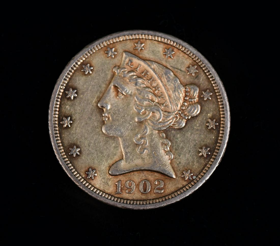 1902-S UNITED STATES $5 LIBERTY HEAD GOLD COIN: 1902-S UNITED STATES $5 LIBERTY HEAD GOLD COIN: United States 1902-S Liberty Head Five dollar gold coin. Ungraded.