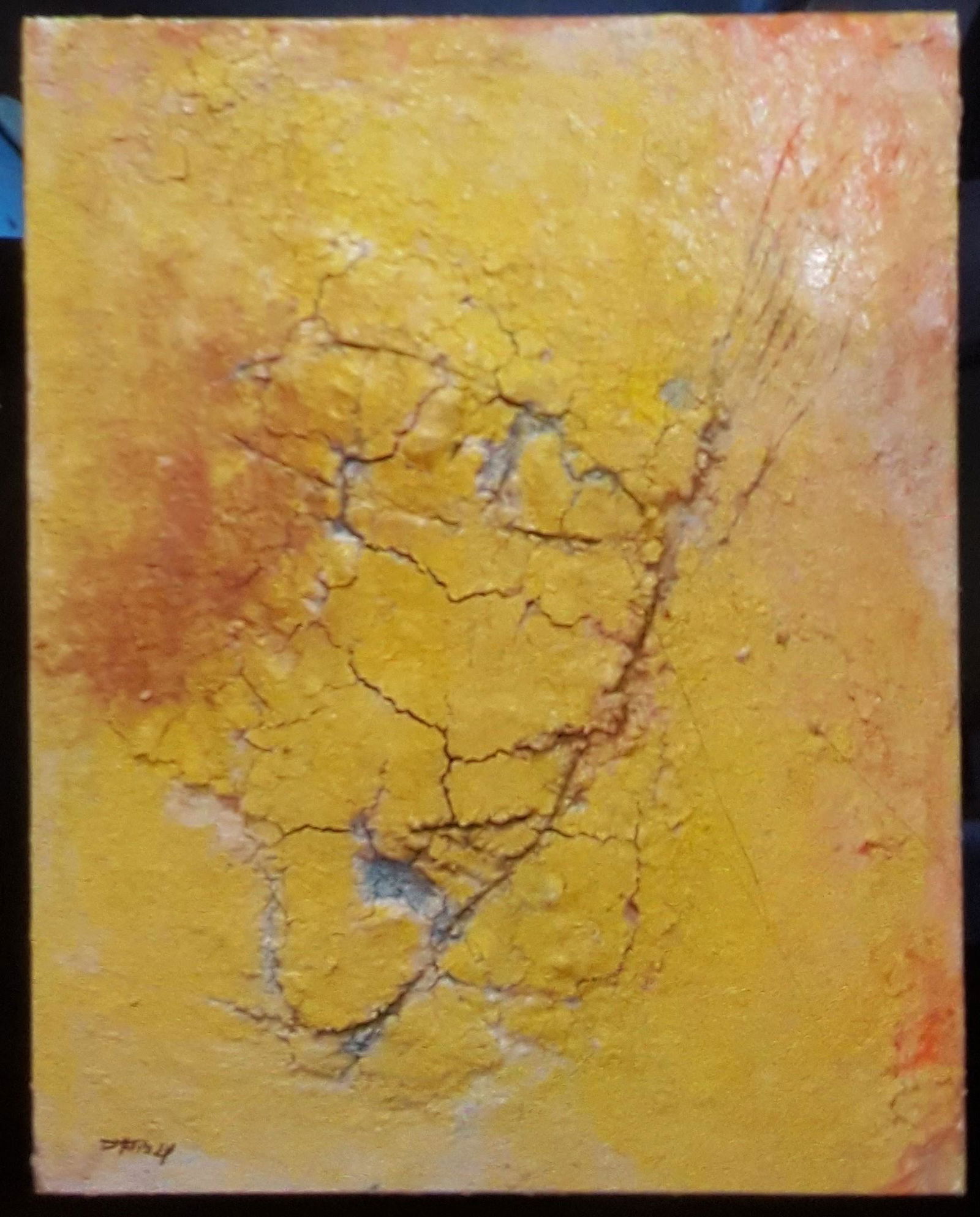 JAMALI "YELLOW FRESCO" TEMPURA PAINTING: JAMALI , (American, 1944-): "Yellow Fresco", Tempura/Canvas, 30" x 24", signed lower left, framed, 40.5" x 34.5". With CoA valuing this at $11,500.
