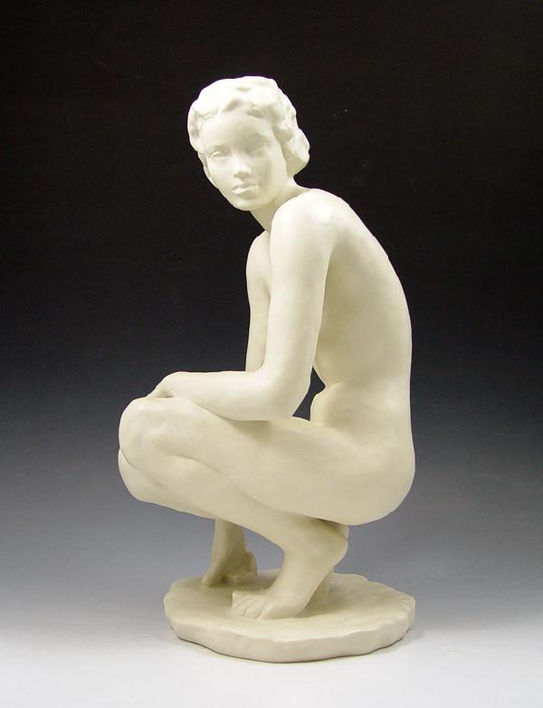 KLIMSCH ROSENTHAL NUDE FIGURE: ART DECO ROSENTHAL NUDE FIGURE: Designed by Fritz Klimsch, matt glaze, 14'' h., Klimsch.