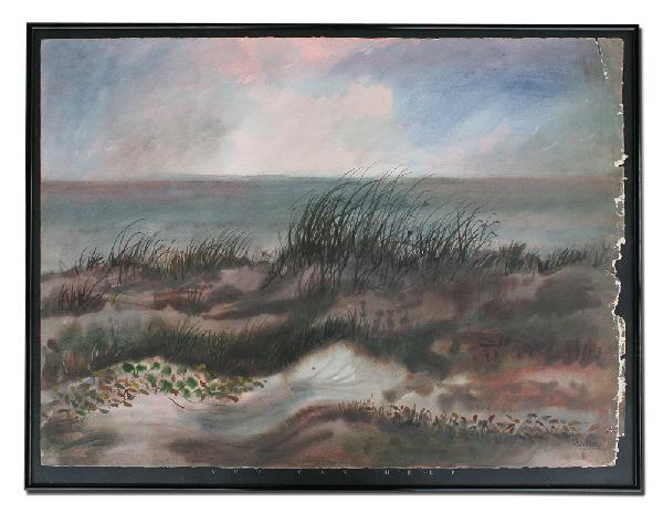 MICHAEL FRARY TEXAS WATERCOLOR PAINTING: FRARY, Michael, (American, 1918-2005): Landscape with Dunes, Watercolor, sight size 22'' x 30'', signed, framed 24'' x 32''.