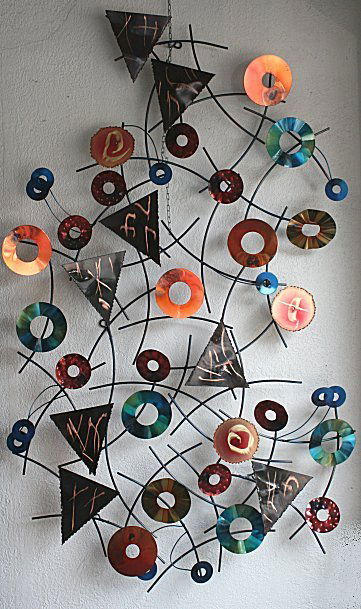 CURTIS JERE METAL MODERN WALL SCULPTURE: CURTIS JERE CONTEMPORARY ENAMELED WALL SCULPTURE: Artist signed and dated , 50'' x 28''.