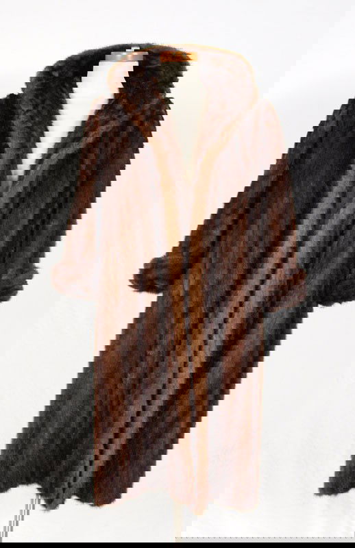 FULL LENGTH MINK COAT: FULL LENGTH MINK COAT: Rolled cuffs on long sleeves. Approx. 45"l.