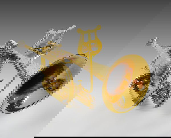 PAN AMERICAN BRASS TRUMPET IN CASE: PAN AMERICAN BRASS TRUMPET IN CASE: Engraved with Pan American, Made in USA Elkhart Ind. . Sold with original case. Case measures 5 1/2" x 18" x 10 1/2".