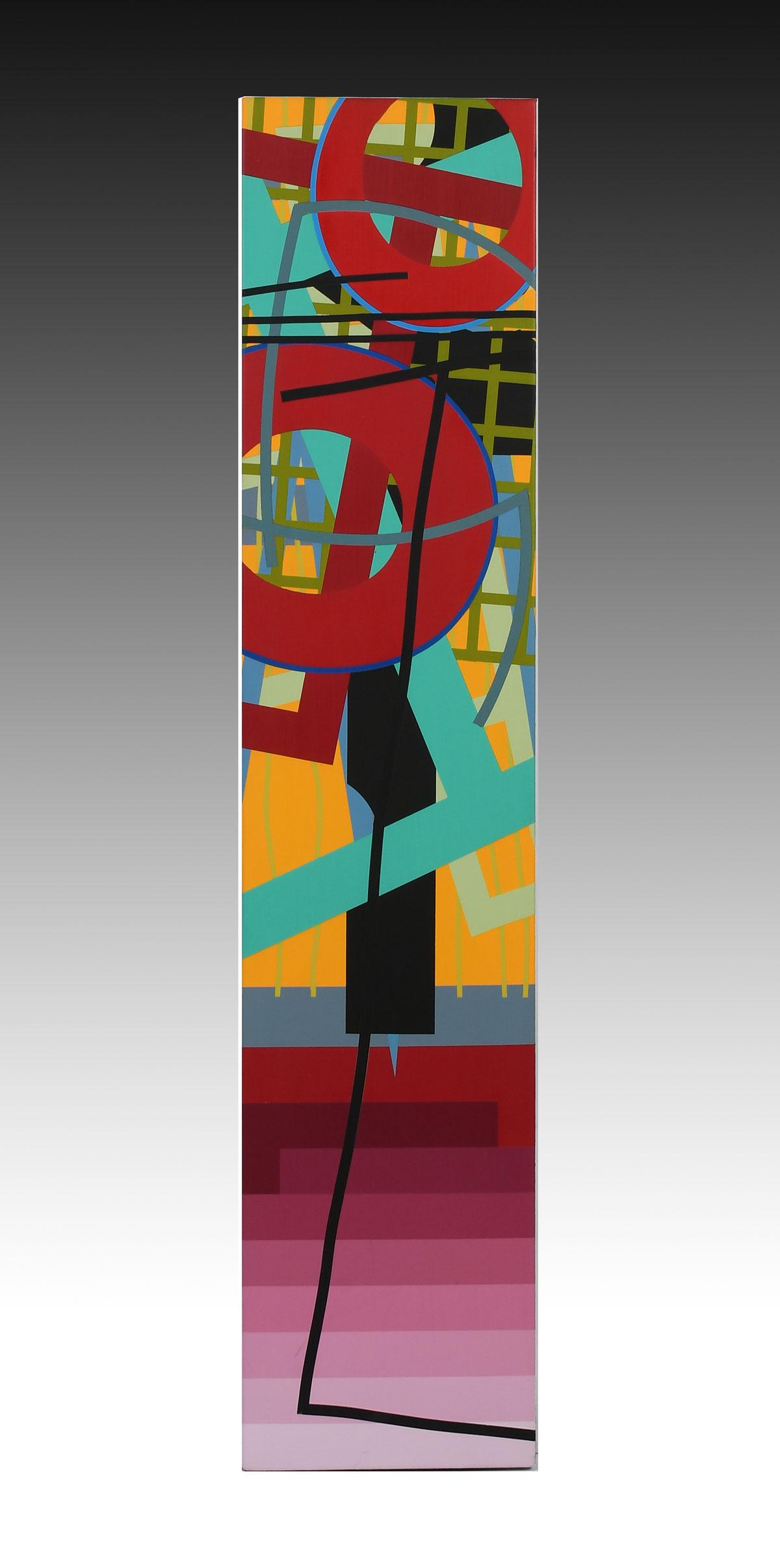 STEVE MCCALLUM PAINTING "STANDING ROOM ONLY": MCCALLUM, Steven, (American, b. 1951): "Standing Room Only," Acrylic/Canvas, 46" x 10", signed, titled, and dated 2001/2002 verso.