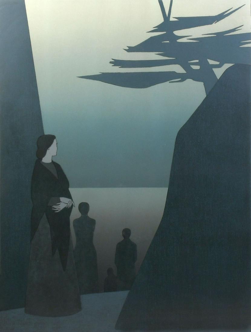 LARGE WILL BARNET LITHOGRAPH "WAY TO THE SEA": BARNET, Will, (American, 1911-2012): "Way to the Sea", Lithograph, sight size 41.5" x 31.25", pencil signed lower right and dated 1981, numbered 192/300 mid-margin, titled lower left, framed, 50" x 39