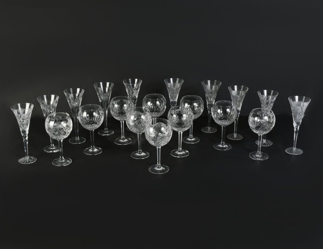 20 PC WATERFORD CRYSTAL COLLECTION: 20 PC WATERFORD CRYSTAL COLLECTION: 1) Toasting goblets from the Millennium Collection including 1 pair "Love" goblets with presentation box and 1 pair without, 1 pair each of "Happiness", "Prosperity