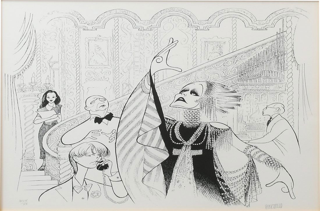 AL HIRSCHFELD LITHOGRAPH "SUNSET BOULEVARD": HIRSCHFELD, Albert, (American, 1903-2003): "Sunset Boulevard", Limited Edition Lithograph, sight size 17" x 18", pencil signed lower right, numbered AP XIV/XX, framed, 26.5" x 27.25". Hirschfeld's Dau
