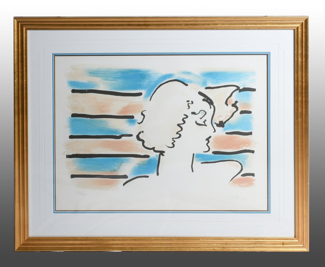 PETER MAX LITHOGRAPH "AMERICAN WOMAN": MAX, Peter, (American/German, b. 1937): "American Woman", Lithograph, sight size 19.5" x 25.5", pencil signed lower right, numbered 122/200 lower left, framed, 29.5" x 35.5".