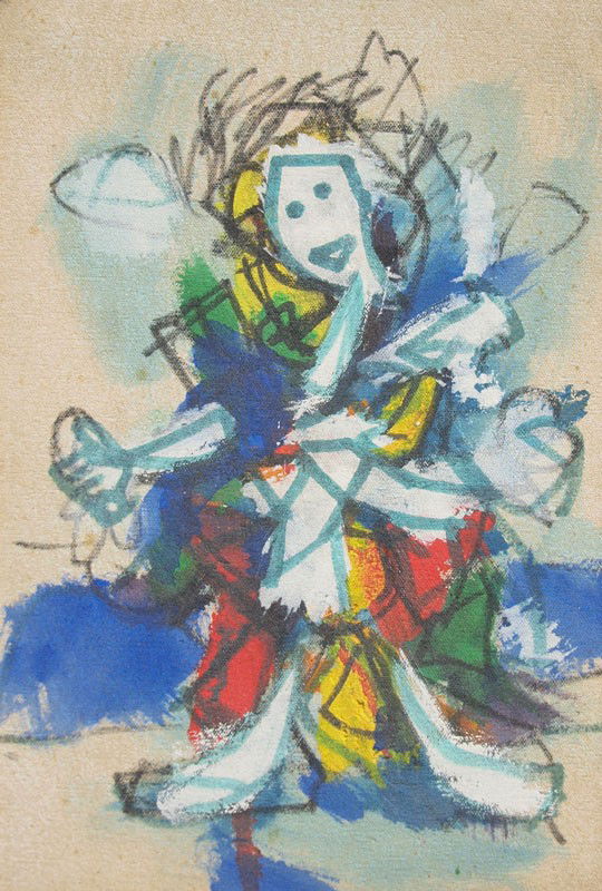 ROBERT GOODNOUGH ABSTRACT PAINTING: GOODNOUGH, Robert, (American, 1917-): Small Standing Figure, OIL/Canvas, original receipt from Tirca Karlis Gallery, Provincetown, Massachusetts, dated '66 verso. Also included is an exhibition folder