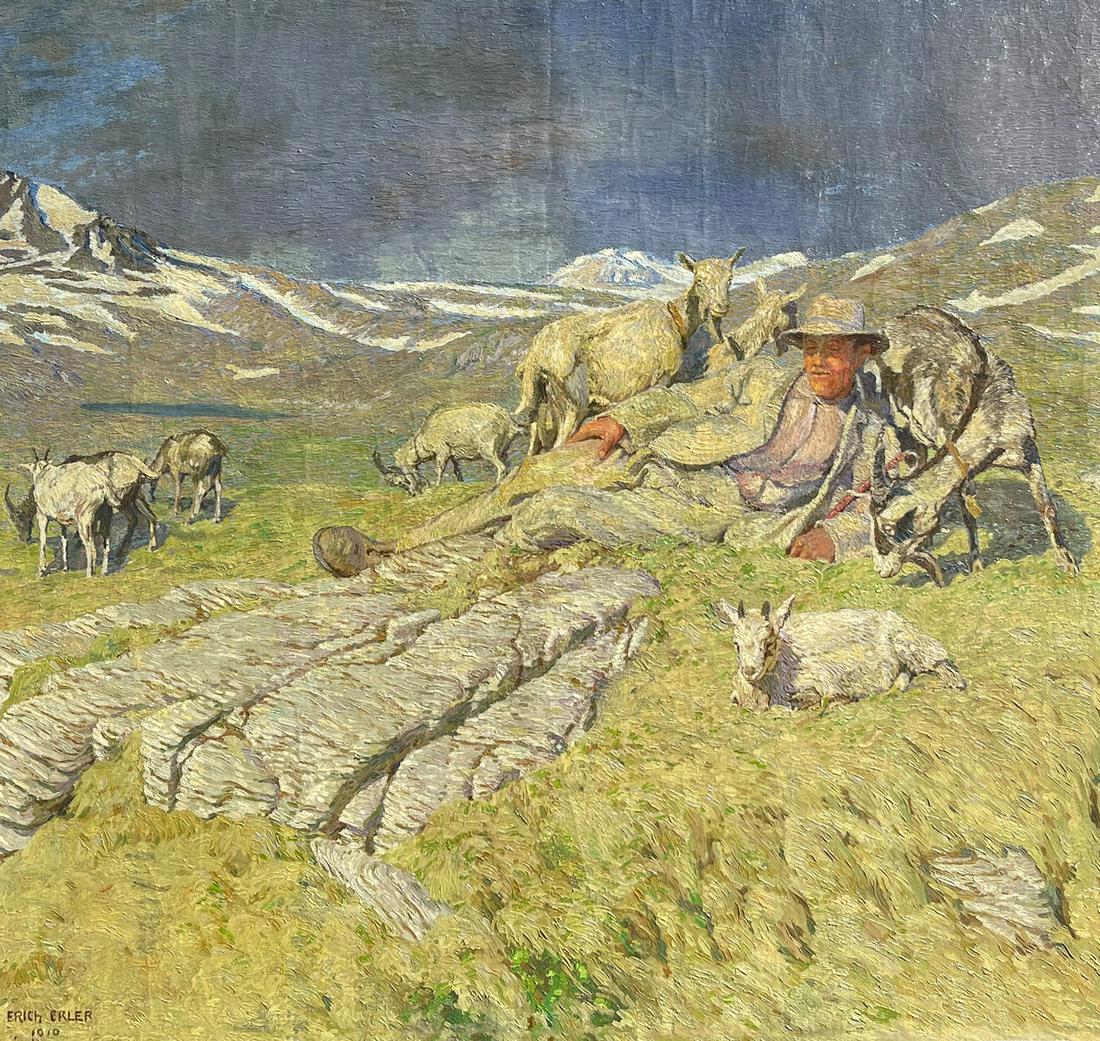 LARGE ERICH ERLER GOAT HERDER PAINTING (1 of 3)