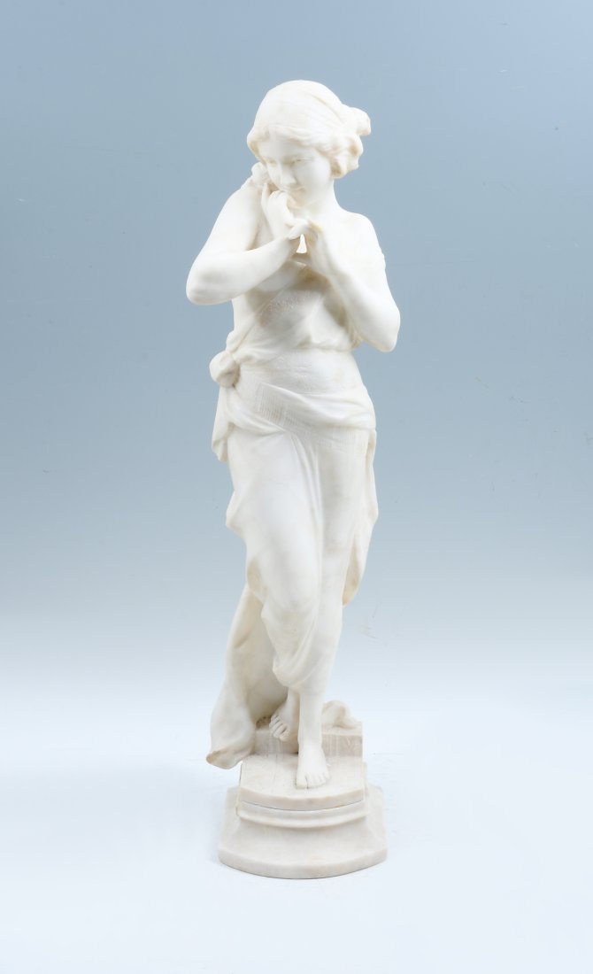 ITALIAN NOUVEAU MAIDEN ALABASTER SCULPTURE (1 of 8)