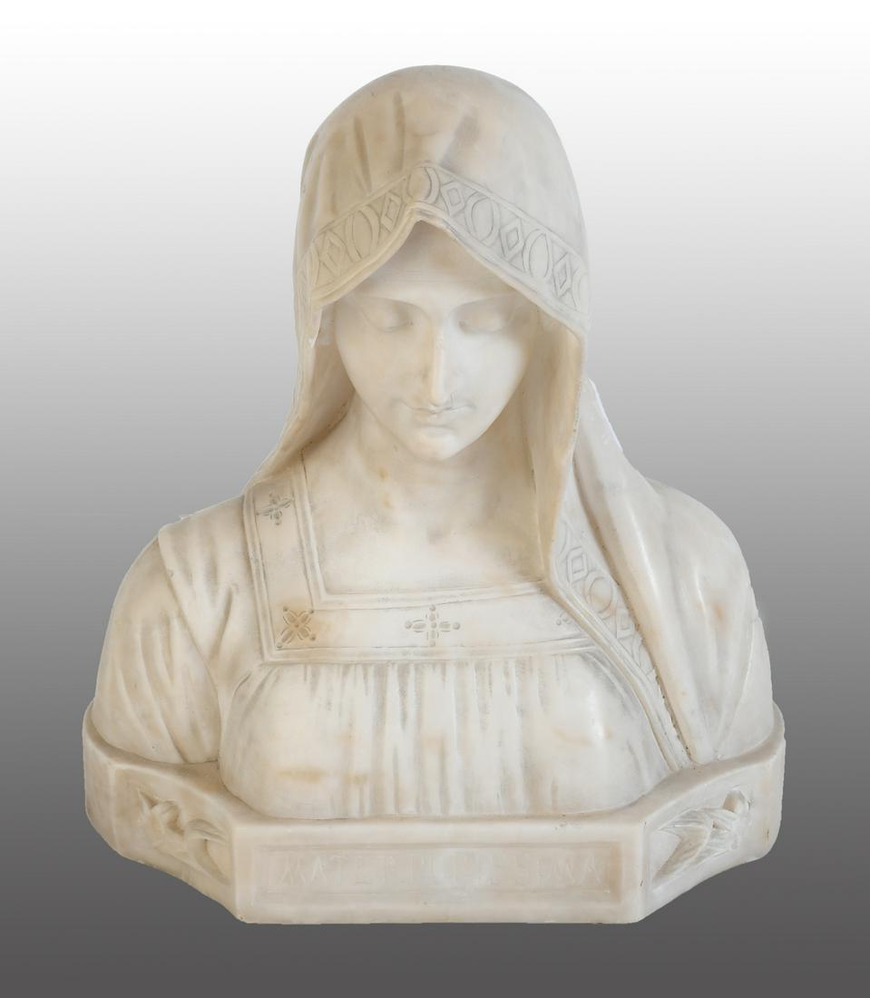 MARBLE BUST OF VIRGIN MOTHER BY A. CIPRIANI (1 of 4)