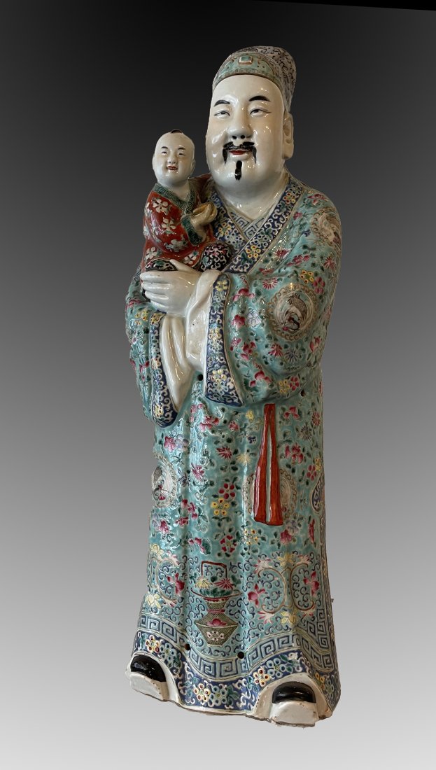 CHINESE FAMILLE ROSE WISE MAN WITH CHILD (1 of 8)