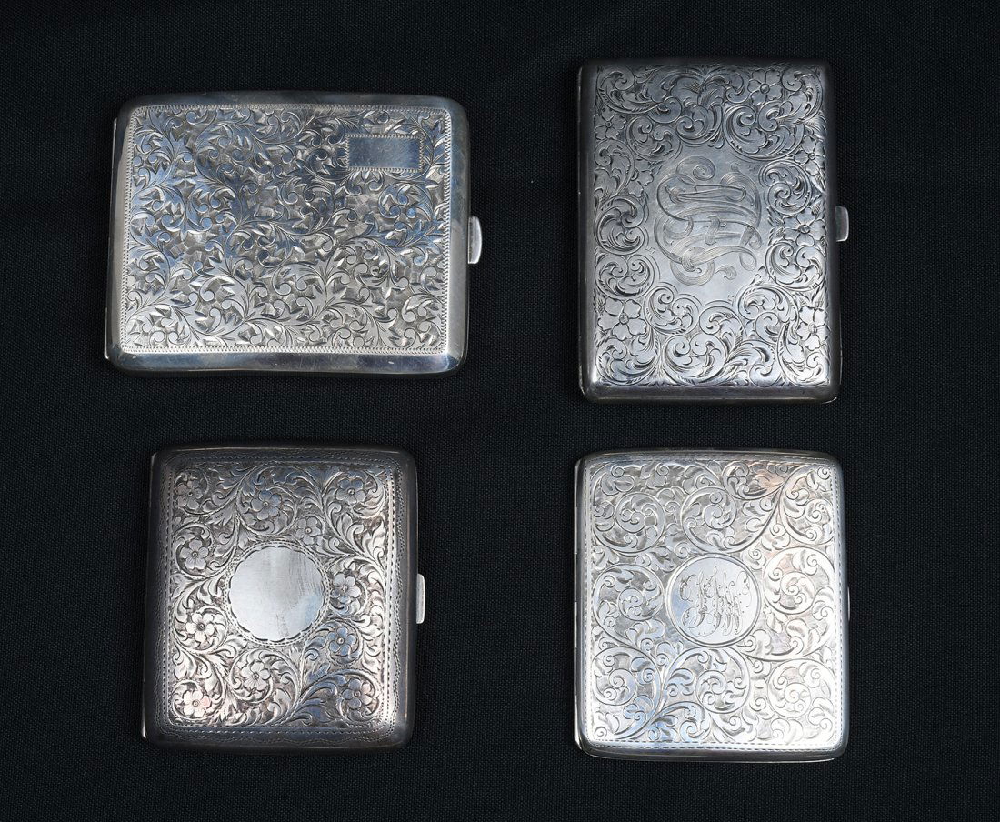 4 ENGRAVED STERLING SILVER CIGARETTE CASES (1 of 4)