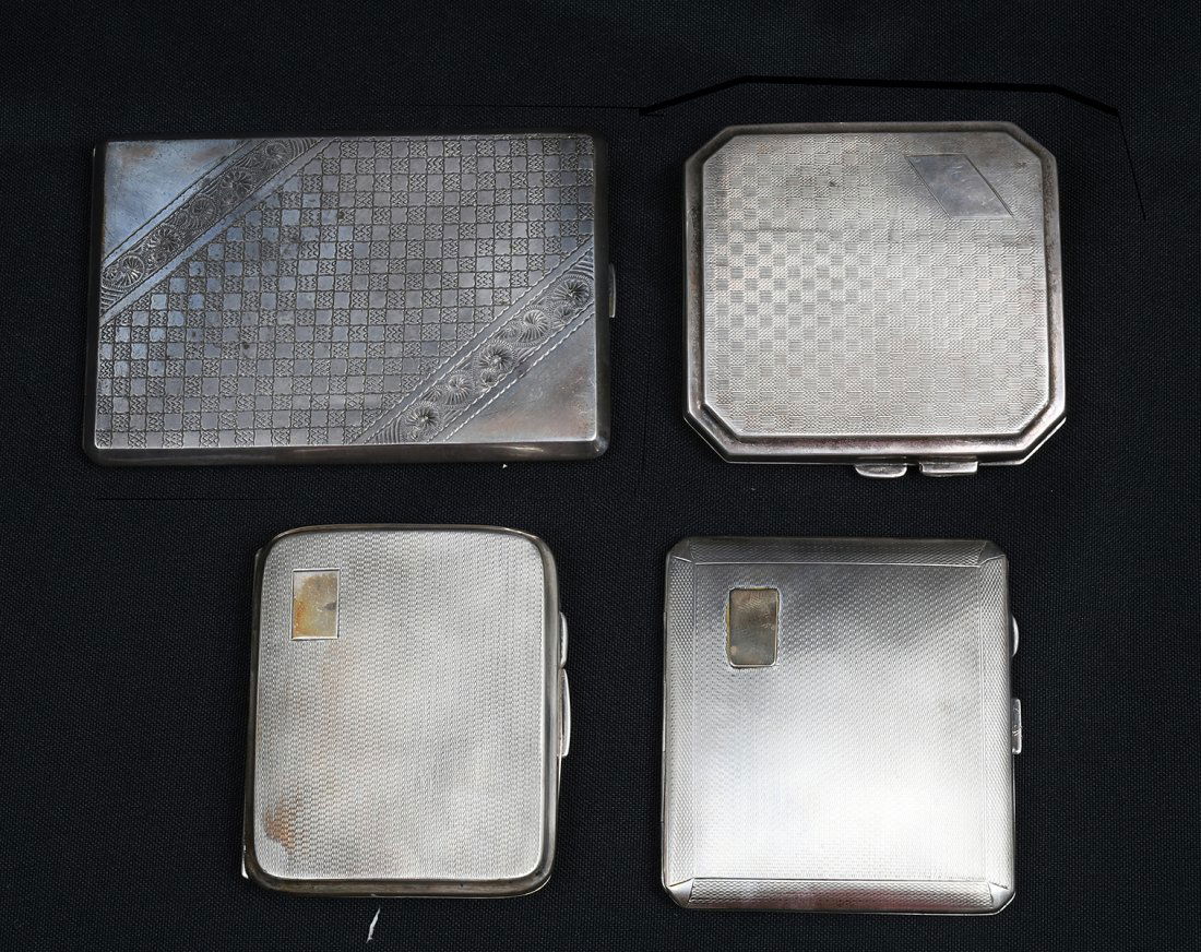 4 ART DECO SILVER CIGARETTE CASES (1 of 4)