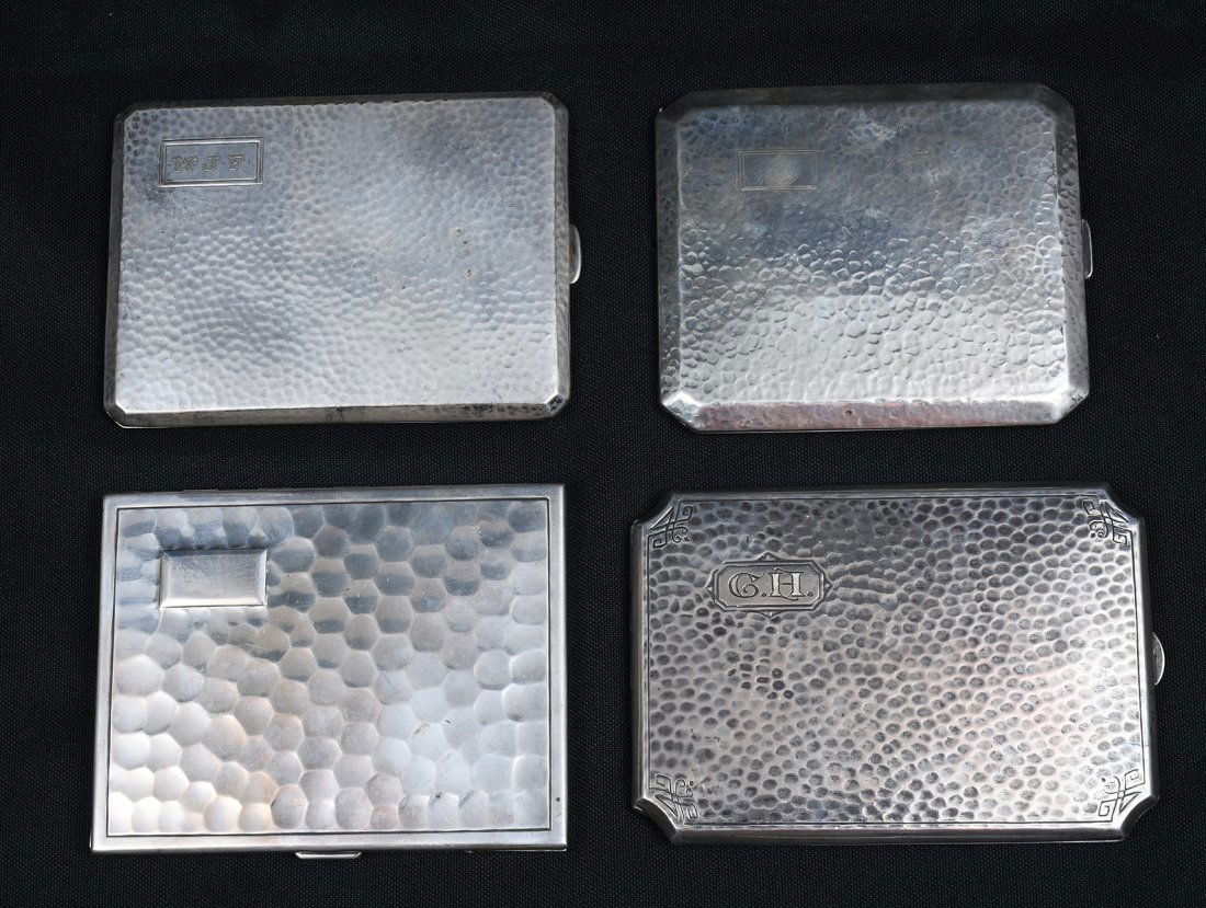 4 HAMMERED SILVER CIGARETTE CASES (1 of 4)