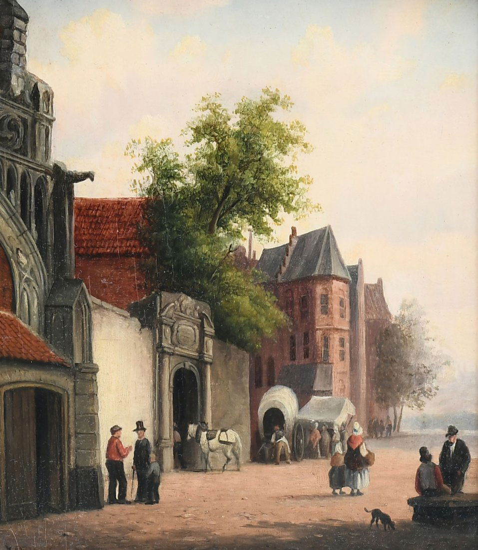 JAN RUYTEN STREET SCENE WITH FIGURES PAINTING (1 of 3)