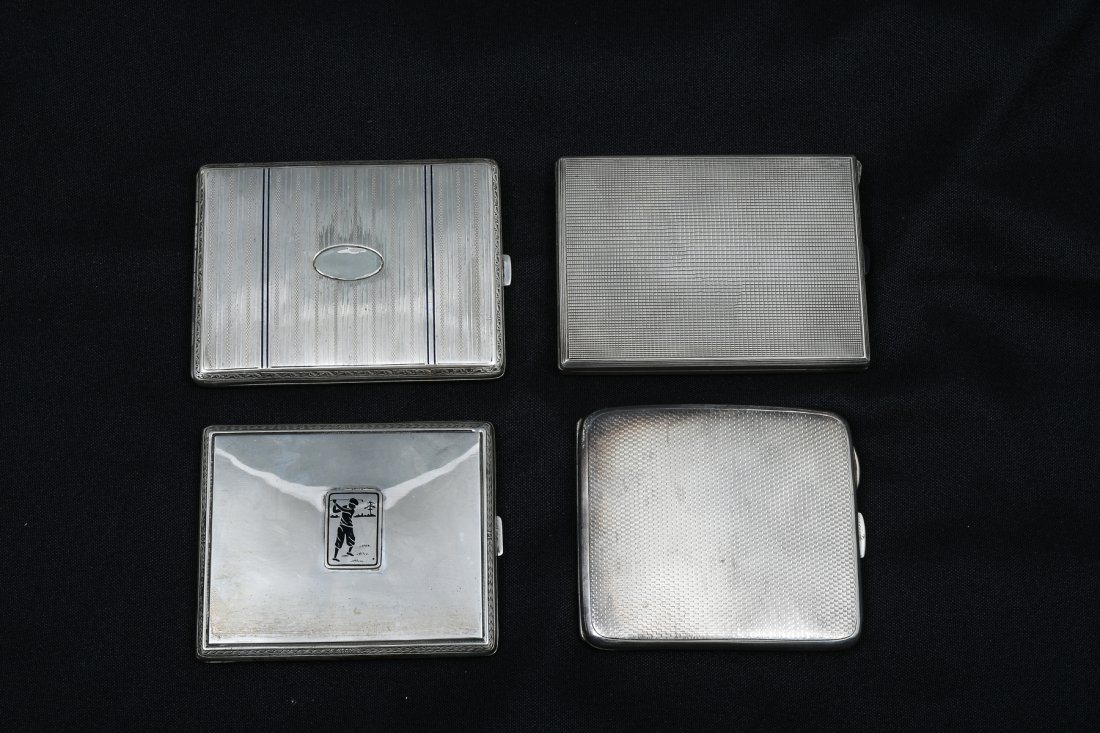4 ART DECO SILVER CIGARETTE CASES (1 of 4)