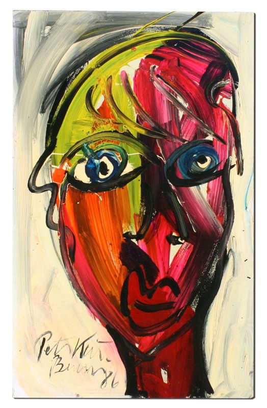 PETER KEIL PAINTING: KEIL, Peter, (German, 1942-): Portrait Bust, OIL/Masonite, 40" x 25", signed and dated 86, unframed.