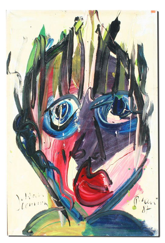 PETER KEIL PAINTING JULIAN LENNON: KEIL, Peter, (German, 1942-): "Julian Lennon", OIL/Canvas, 40" x 26 1/2", signed, dated 87 lower right, titled lower left, unframed.
