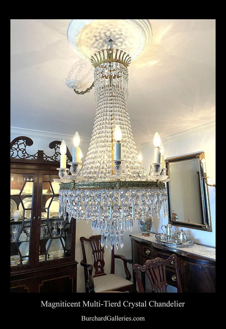 MAGNIFICENT 8 LIGHT TIERED CRYSTAL CHANDELIER (1 of 4)