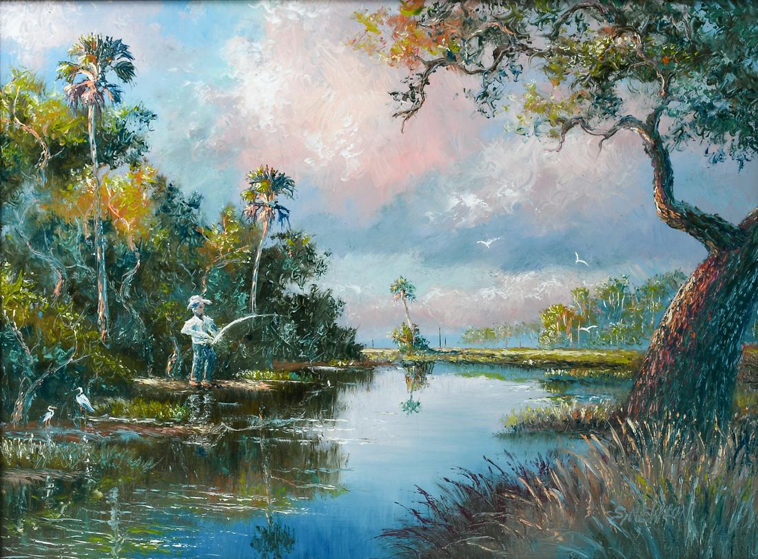 RARE SAM NEWTON FLORIDA HIGHWAYMEN PAINTING WITH F (1 of 4)