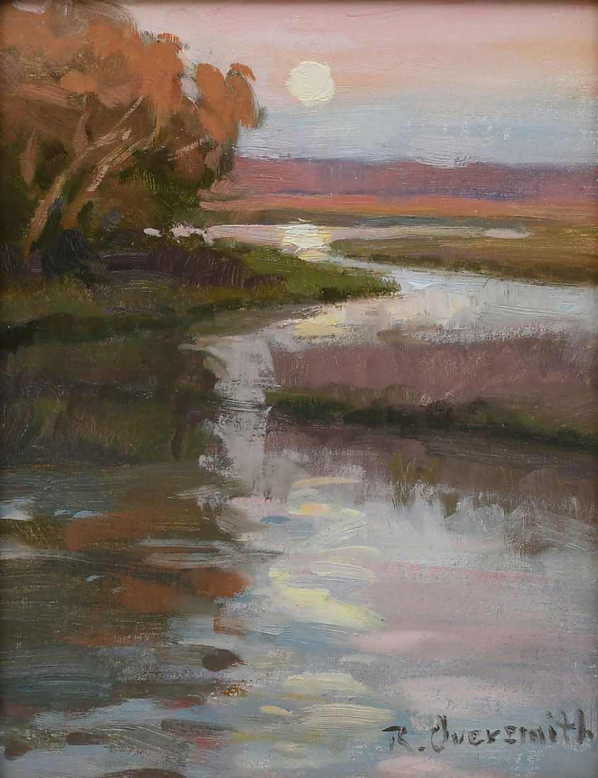RICHARD OVERSMITH PAINTING ''MOONLIT MARSH'' (1 of 4)