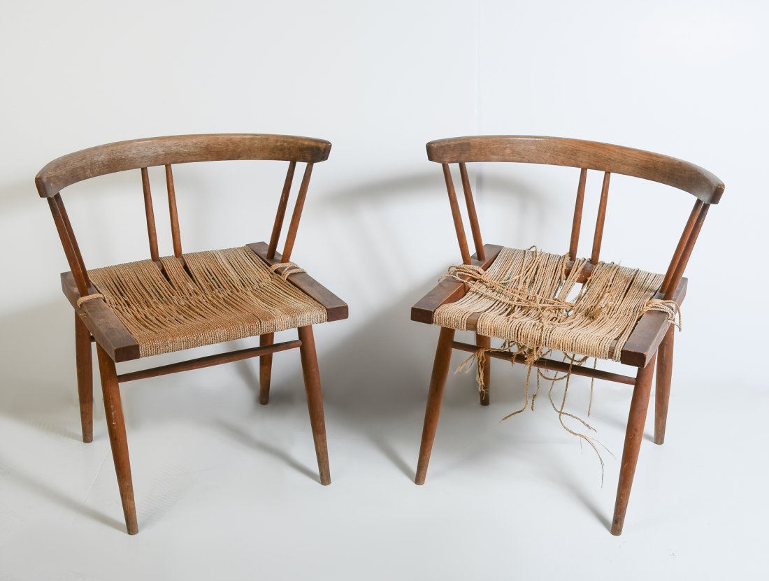 PAIR OF GEORGE NAKASHIMA MID CENTURY GRASS SEATED (1 of 9)