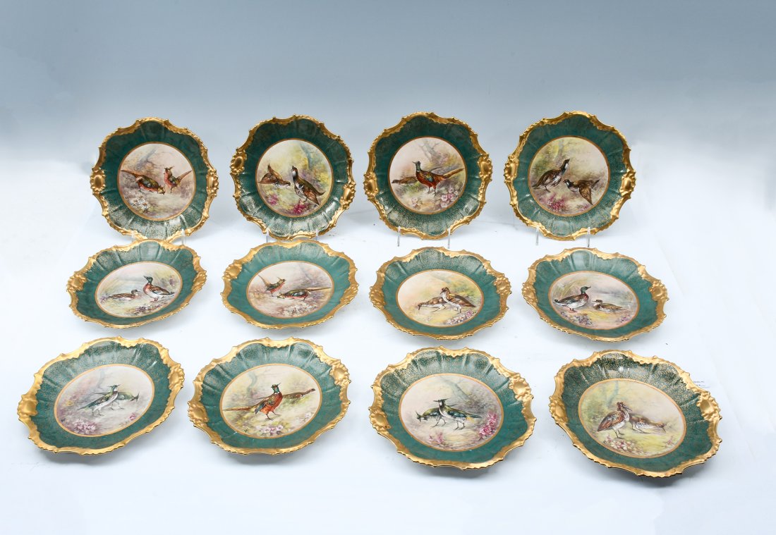 12 PC. LIMOGES PORCELAIN GAME BIRD PLATES (1 of 6)