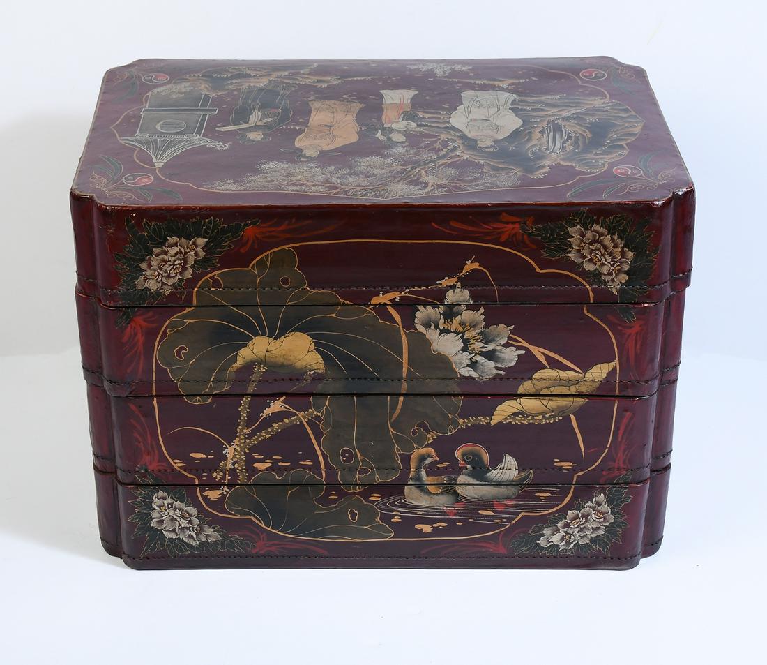 CHINESE BLACK LACQUER CHEST (1 of 4)