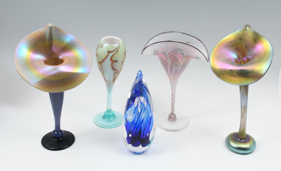 5 PC. ART GLASS VASE & PAPERWEIGHT COLLECTION Barnebys