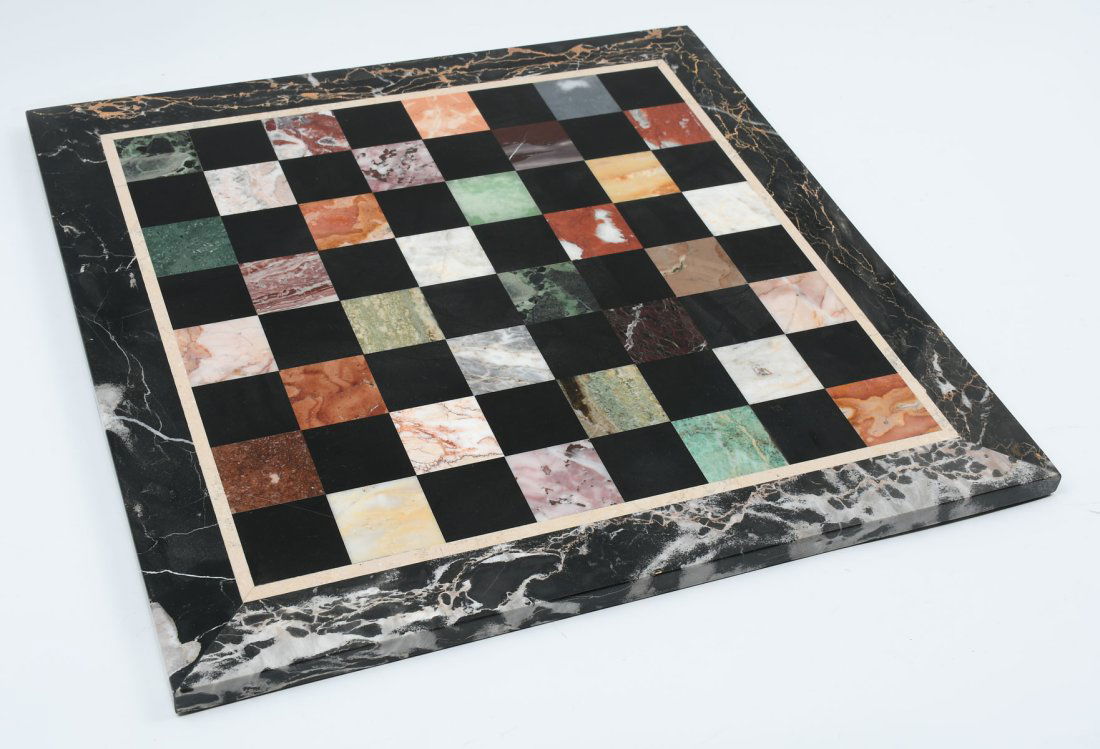 ITALIAN INLAID SPECIMEN MARBLE GAMES BOARD (1 of 3)