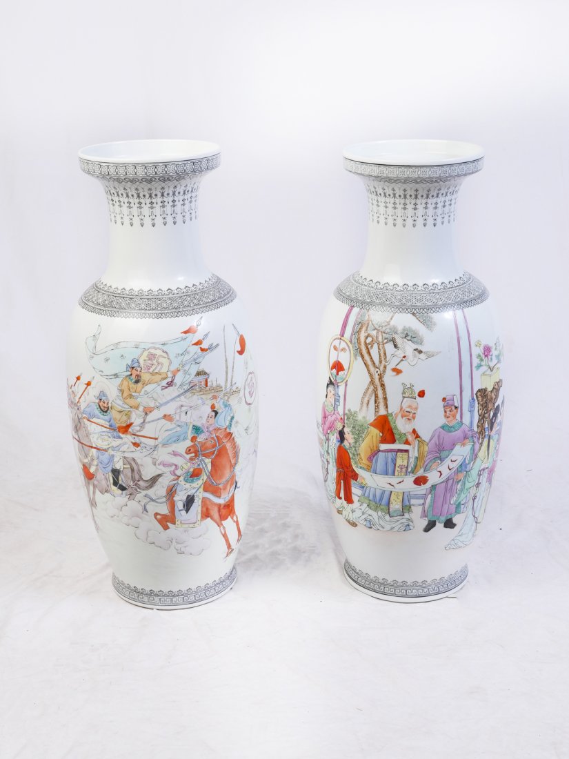 TWO CHINESE PORCELAIN FIGURAL VASES (1 of 9)
