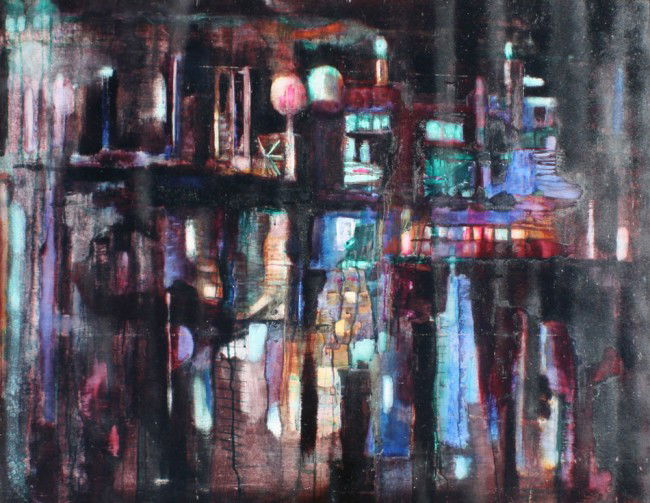 KUZULKA ABSTRACT PAINTING: KUZULKA, Kierstead, (American, 1905-1985): Abstract Composition, OIL/Masonite, 36" x 48", unsigned, framed, 44" x 56". Studied with Wayman Adams, Robert Henri, John Sloan, and Robert Brackman, to name