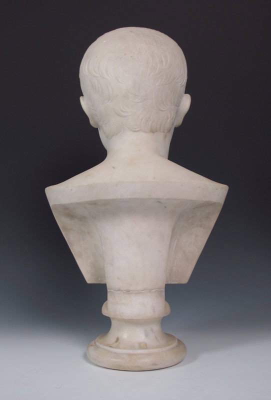 19TH CENTURY CARVED MARBLE BUST OF AUGUSTUS CESAR - 3