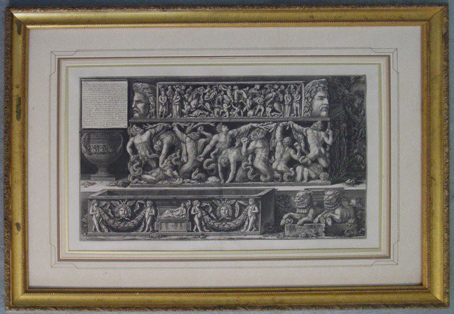 LARGE ENGRAVING BY PIRANESI: LARGE ENGRAVING BY PIRANESI: Sight size 18" x 27 1/2", framed, 30" x 39 1/2".