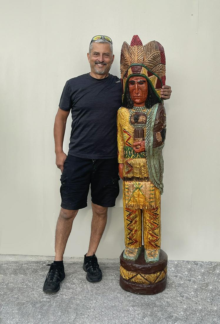 LARGE CARVED AND PAINTED WOODEN CIGAR STORE INDIAN (1 of 5)