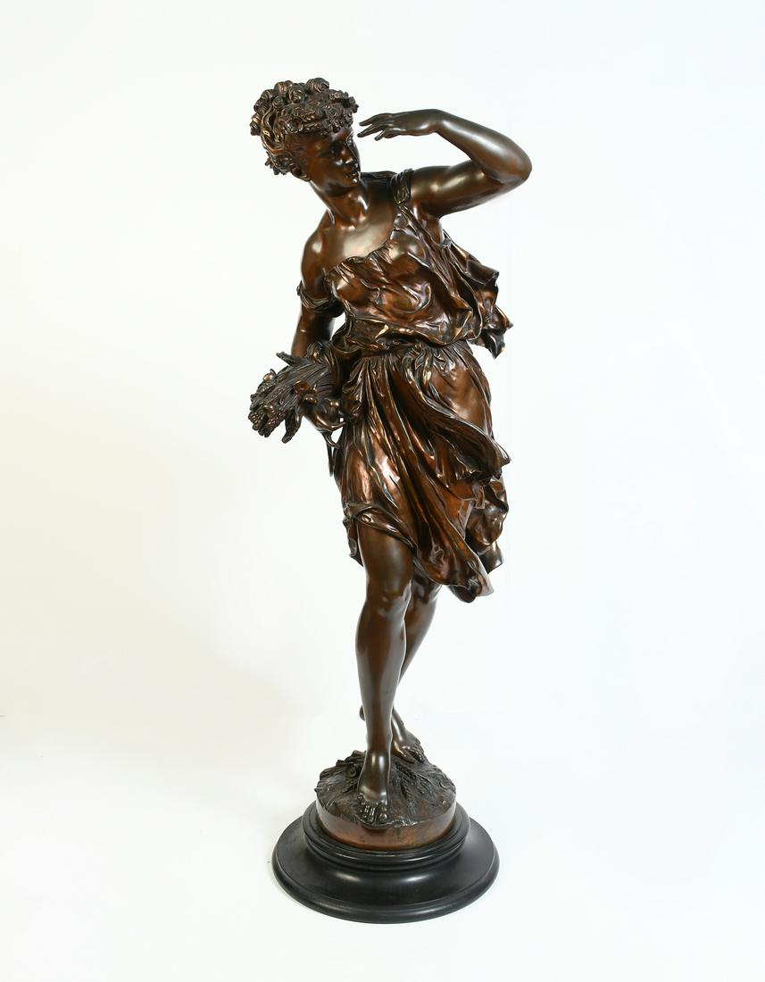 LARGE NEARLY LIFESIZE BRONZE SCULPTURE SIGNED MOREAU (1 of 4)