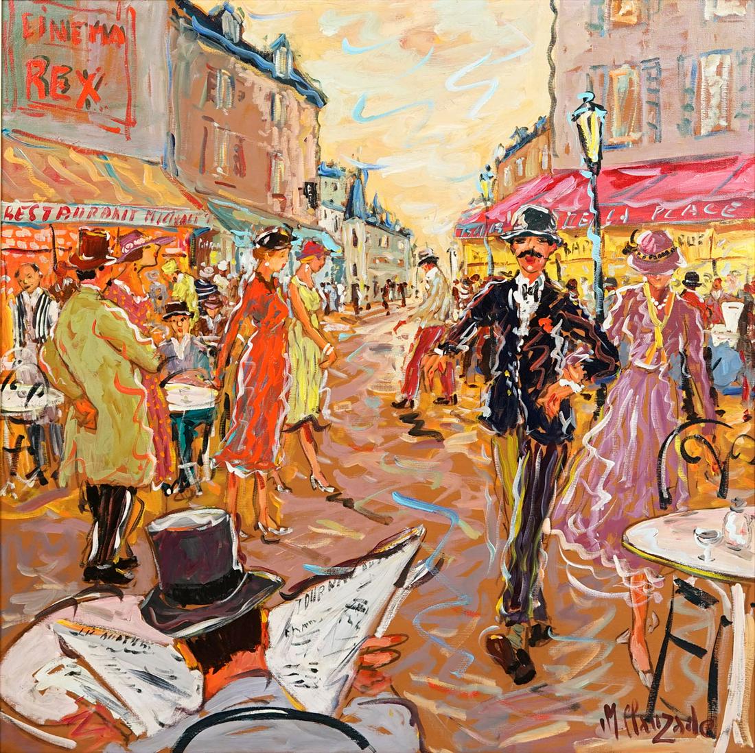 CLAUZADE FRENCH STREET SCENE PAINTING "COUCHER DE SOLEIL" (1 of 4)