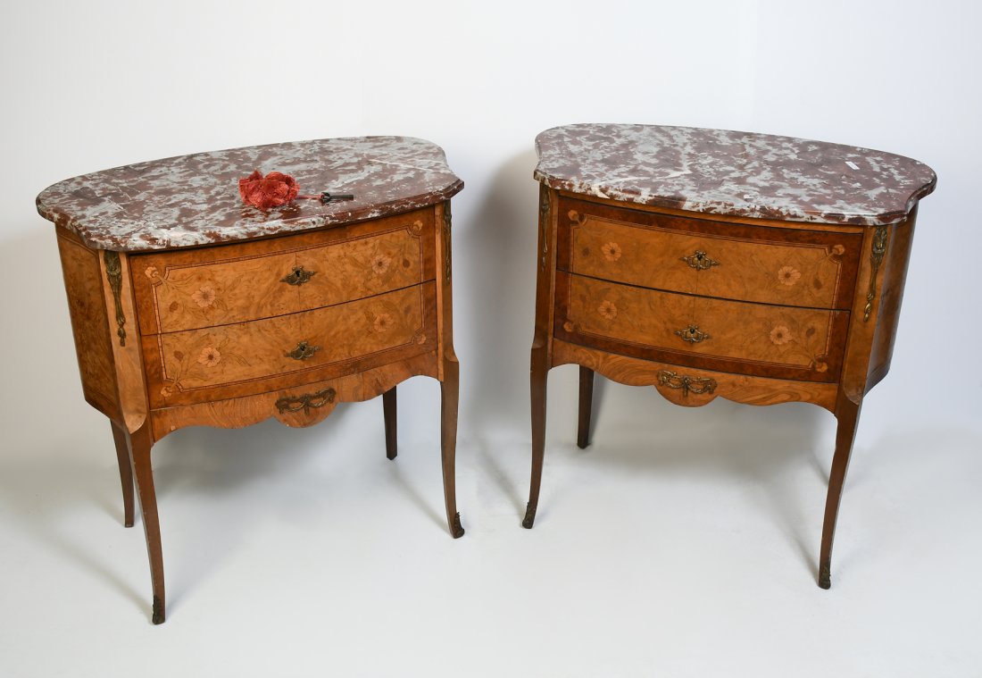 2 MARBLE TOP SIDE TABLES (1 of 6)