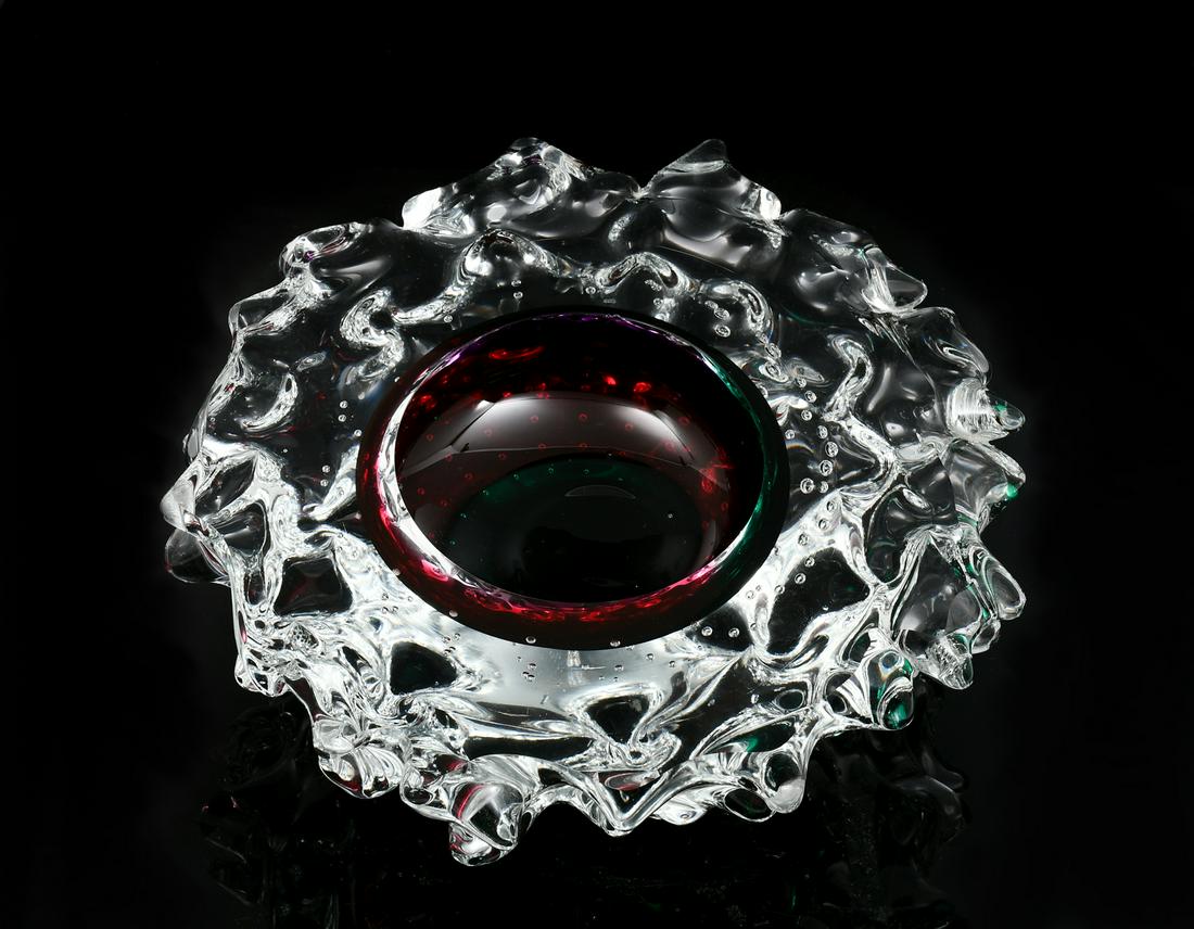 LEON APPLEBAUM KALEIDOSCOPE ART GLASS BOWL (1 of 4)
