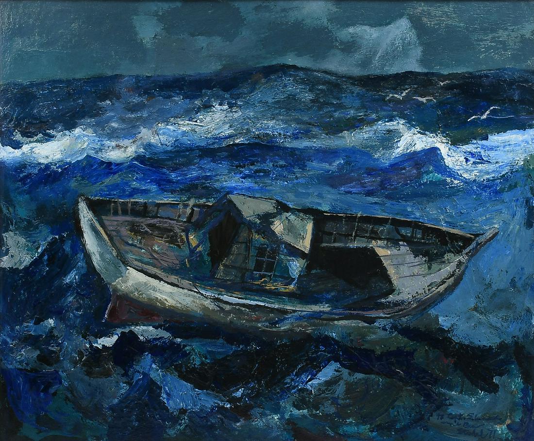 BEN STAHL PAINTING SHIP IN ROUGH SEAS (1 of 4)