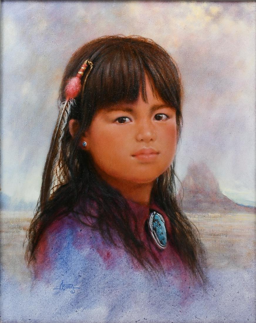JIM ABEITA NATIVE AMERICAN GIRL PAINTING (1 of 5)