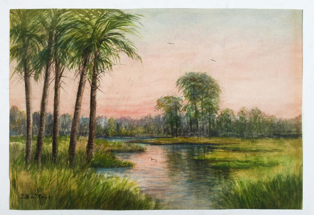 B. L. ROYS SUNSET SWAMP FLORIDA PAINTING (1 of 3)
